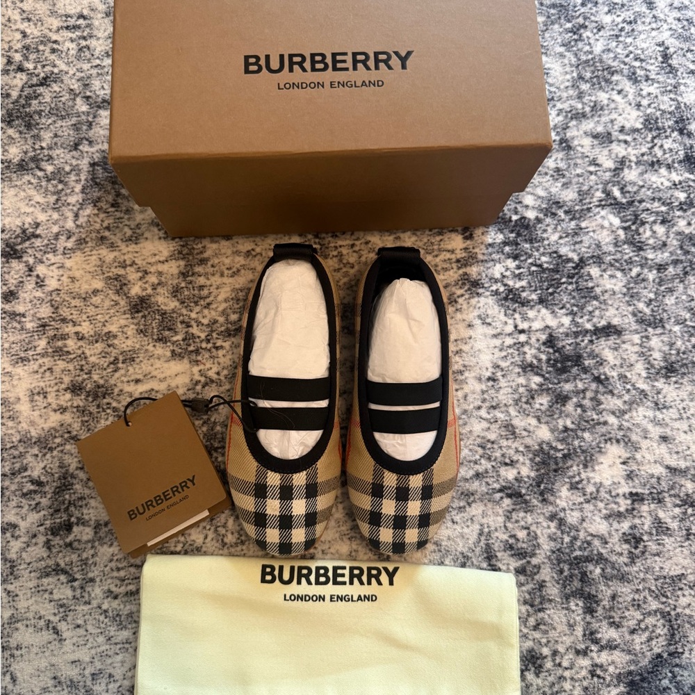 burberry kids mini grace check ballet flat